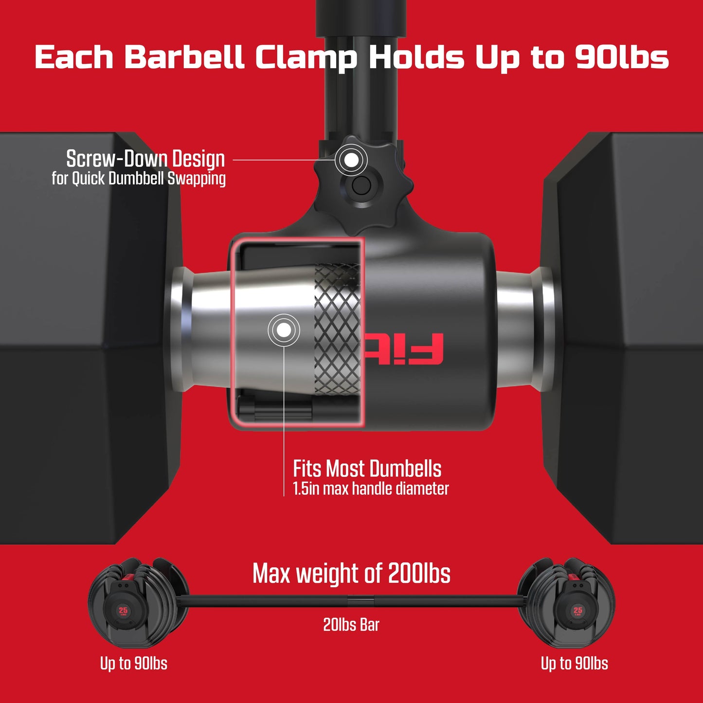 X-Bell System Dumbbells to Barbell Converter, Dumbbell to Curl Bar, Macebell and Kettlebell Handle