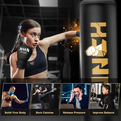 Standing Punching Bag for Adults Heavy Bag with Stand Inflatable Boxing Bags Freestanding Kickboxing Bag