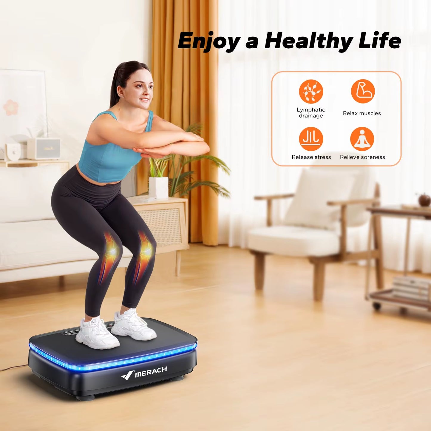 Vibration Plate Exercise Machine with Light Whole Body Workout Power Vibrate Platform Vibration Plate Lymphatic Drainage