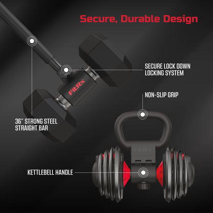 X-Bell System Dumbbells to Barbell Converter, Dumbbell to Curl Bar, Macebell and Kettlebell Handle