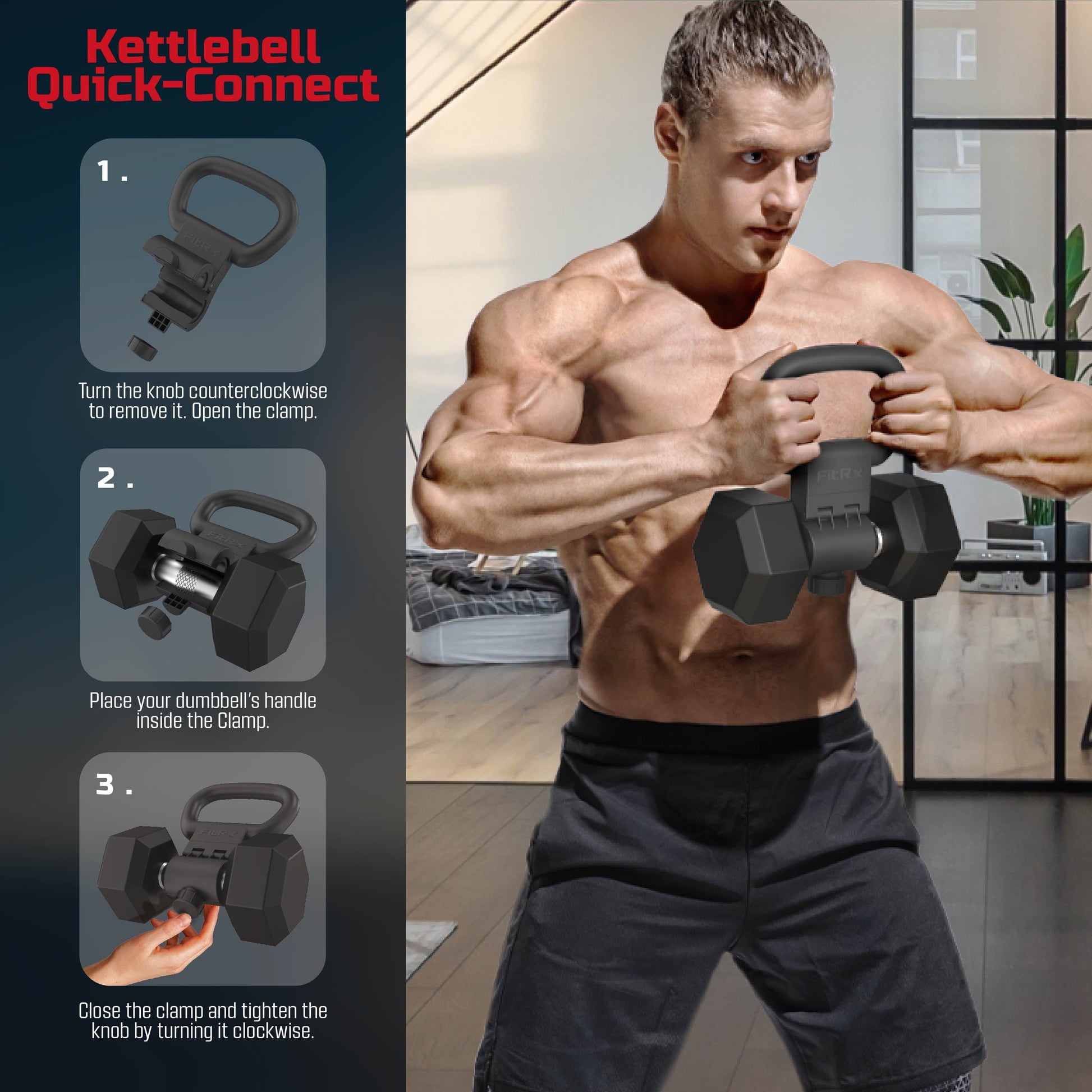 X-Bell System Dumbbells to Barbell Converter, Dumbbell to Curl Bar, Macebell and Kettlebell Handle