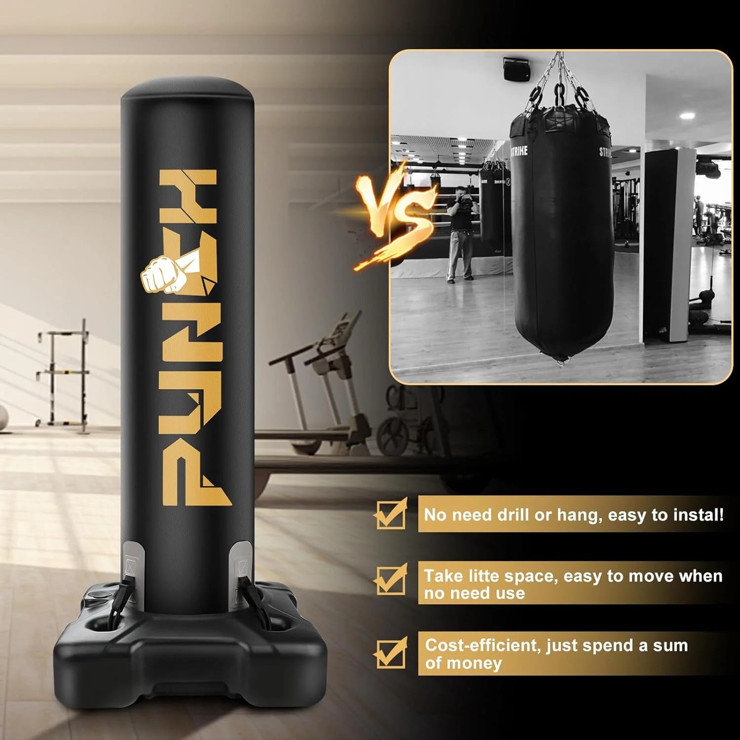 Standing Punching Bag for Adults Heavy Bag with Stand Inflatable Boxing Bags Freestanding Kickboxing Bag