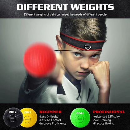 Boxing Reflex Ball Set - Includes 4 Different Balls and 2 Adjustable Headbands, Great for Reflex, Timing, Accuracy, Focus and Hand Eye Coordination Training for Boxing, MMA and Krav Mega