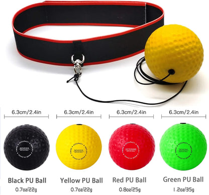 Boxing Reflex Ball Set - Includes 4 Different Balls and 2 Adjustable Headbands, Great for Reflex, Timing, Accuracy, Focus and Hand Eye Coordination Training for Boxing, MMA and Krav Mega