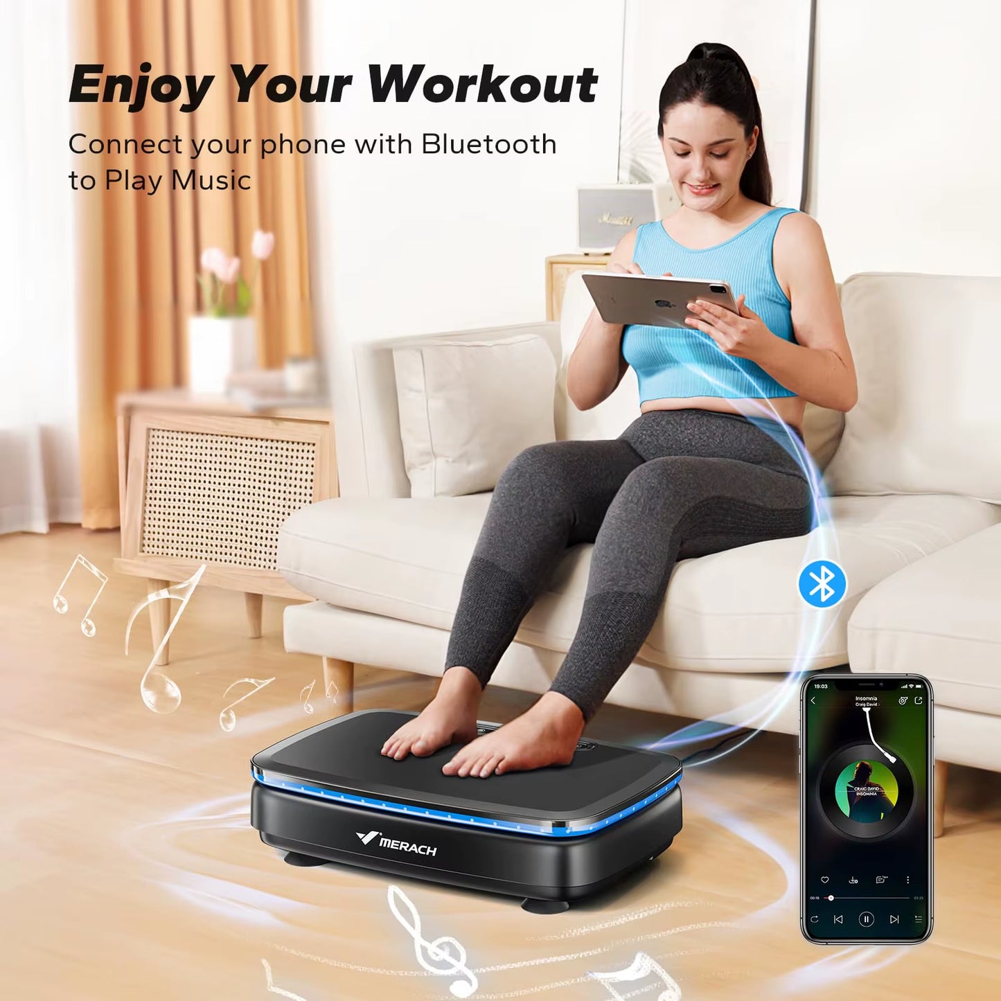 Vibration Plate Exercise Machine with Light Whole Body Workout Power Vibrate Platform Vibration Plate Lymphatic Drainage