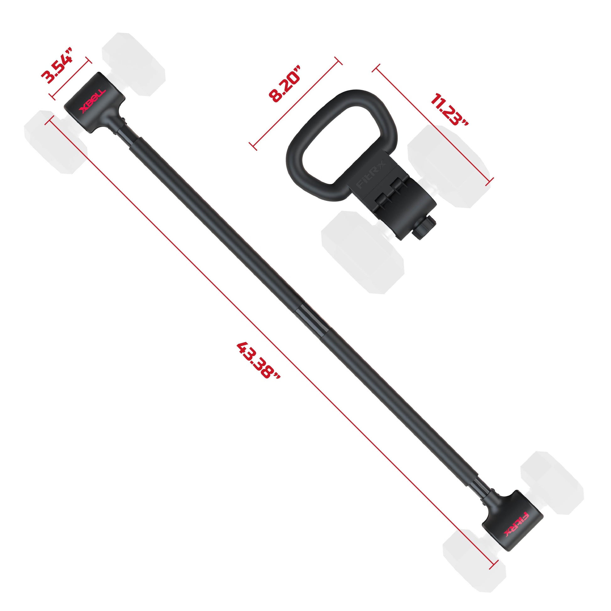 X-Bell System Dumbbells to Barbell Converter, Dumbbell to Curl Bar, Macebell and Kettlebell Handle